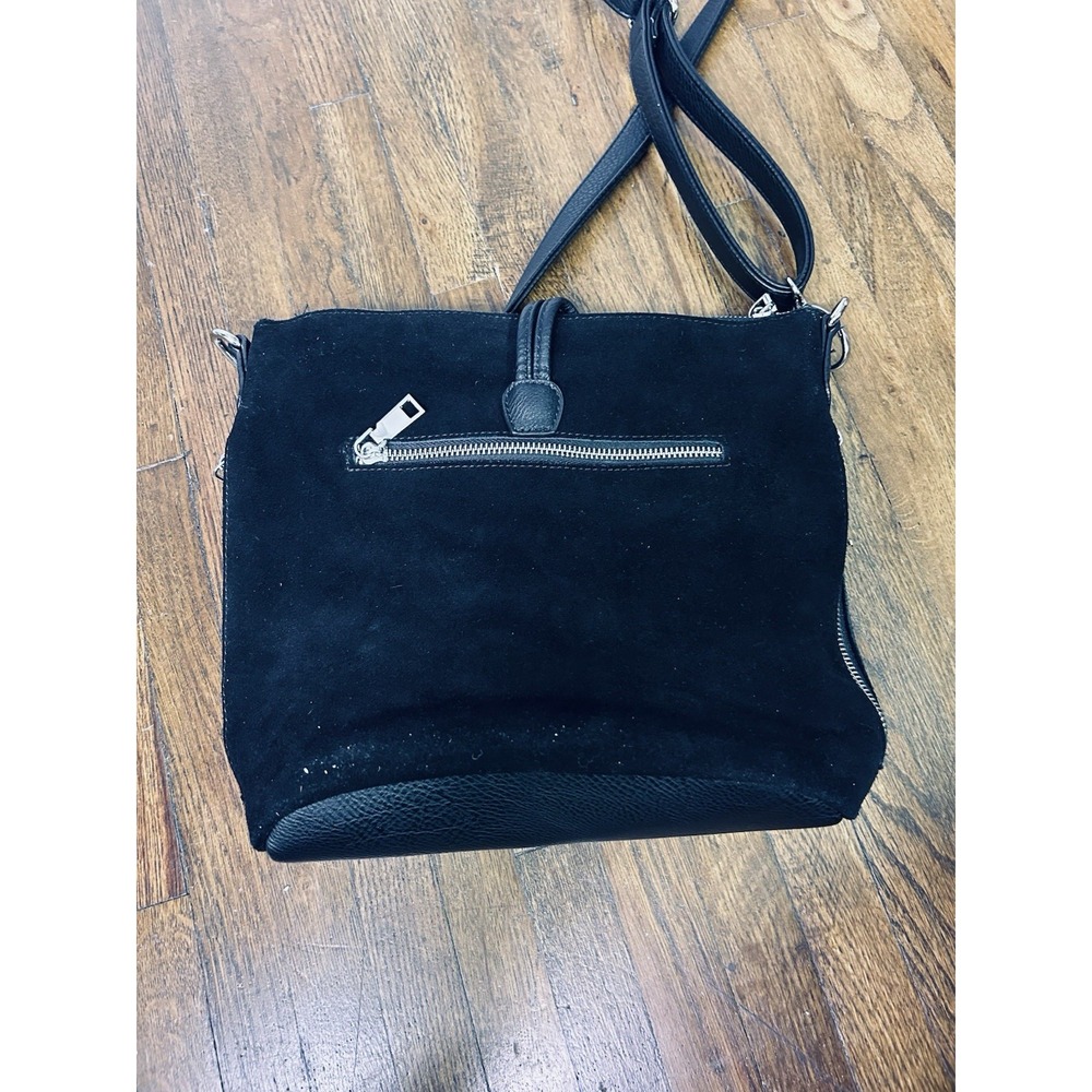 Nino Louise Black Suede Leather Purse Crossbody Timeless - Picture 4 of 12